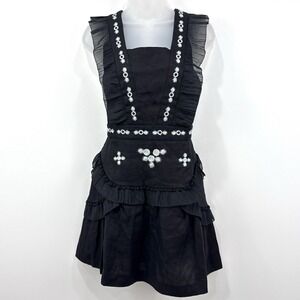 Stevie May Linen Dress Women's M Boho Embroidery Festival Aztec Mini Coachella